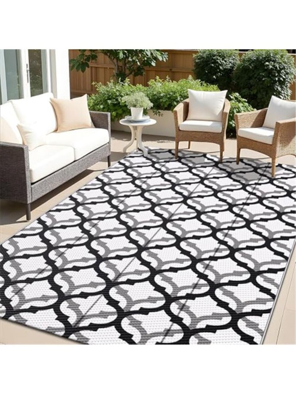 Reversible Outdoor Rug 5x8 ft Clearance, Waterproof Outdoor Plastic Straw Rug